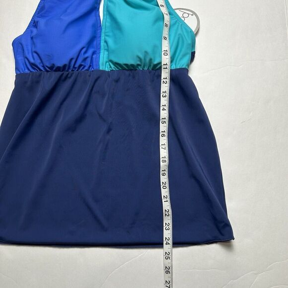 PREGO Swimwear Maternity Tri Color Bumpkini Size Medium Blue Teal Navy - Picture 4 of 7